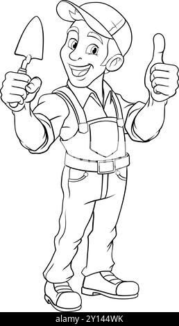Bricklayer Mascot Tool Mason Construction Mascot Stock Vector