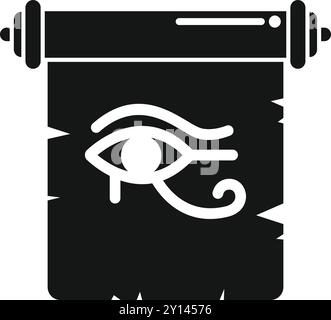 Black papyrus scroll showing eye of horus icon in simple style for any design Stock Vector