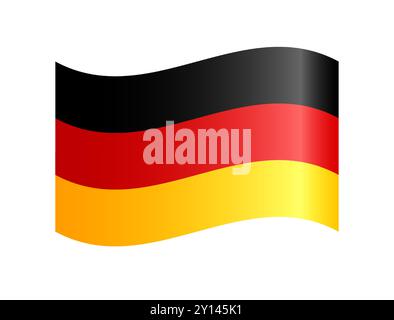 Creative 3D flag of Germany. Editable graphic design. German flag blank icon. Isolated samlpe clip art. Waving shape. Education, tourism or sports Stock Vector