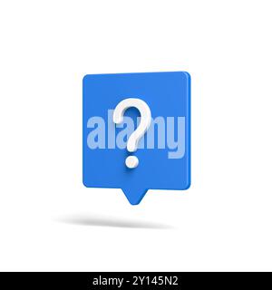Speech balloon with question mark. Blue color. Bubble message. 3d illustration. Stock Photo