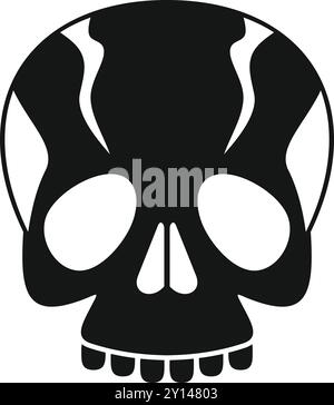 Simple black and white vector icon of a skull, perfect for projects related to halloween, death, or the macabre Stock Vector