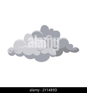 Grey clouds isolated on white background. Rain thunder cloud sky. Weather, summer or autumn concept. Vector illustration Stock Vector