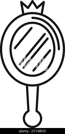 Simple vector icon of a hand mirror with crown, perfect for web and mobile apps Stock Vector