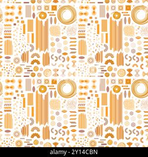 Italian Pasta and Spaghetti Types Pattern Stock Vector