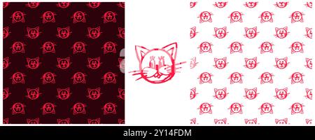 Seamless pattern. Set drawings with wax crayons. Cats. Print for cloth design, textile, fabric, wallpaper, wrapping Stock Vector