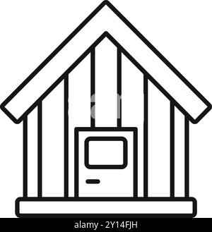 This icon represents a smart home system monitoring a wooden house, providing security and peace of mind Stock Vector