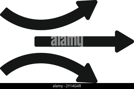 Three black arrows are pointing in different directions, showing multiple options or choices Stock Vector