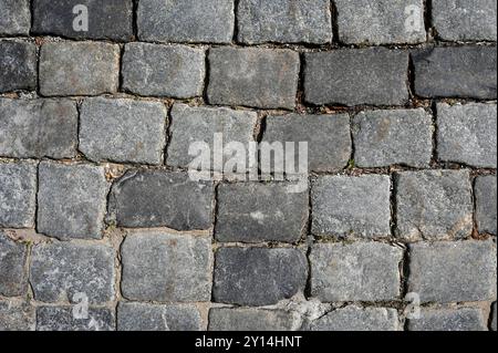 Old ancient road by cobblestone as background Stock Photo