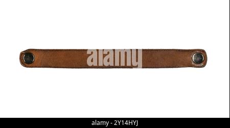Long thin used strap or belt isolated on white, top view, Stock Photo