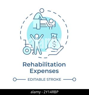 Rehabilitation expenses soft blue concept icon Stock Vector