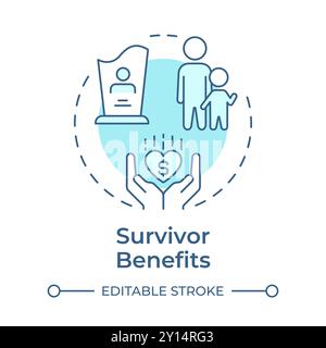 Survivor benefits soft blue concept icon Stock Vector