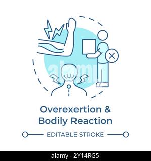 Overexertion and bodily reaction soft blue concept icon Stock Vector