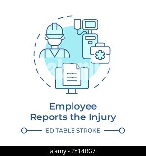 Employee injury report soft blue concept icon Stock Vector