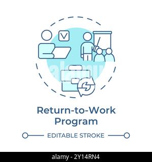 Return-to-work program soft blue concept icon Stock Vector