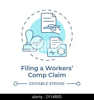 Filing workers compensation claim soft blue concept icon Stock Vector