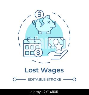 Lost wages soft blue concept icon Stock Vector