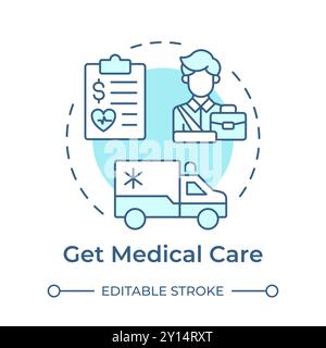 Get medical care soft blue concept icon Stock Vector