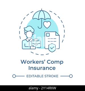 Workers compensation insurance soft blue concept icon Stock Vector
