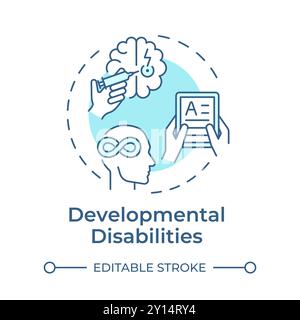Developmental disabilities soft blue concept icon Stock Vector