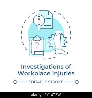 Workplace injuries investigation soft blue concept icon Stock Vector