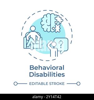 Behavioral disabilities soft blue concept icon Stock Vector