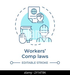 Workers compensation laws soft blue concept icon Stock Vector