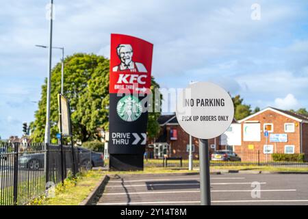 close up view of a no parking , pick up orders only, at a KFC restaurant Stock Photo