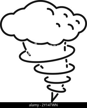 Simple, scalable line art icon of a tornado forming from a cumulonimbus cloud Stock Vector