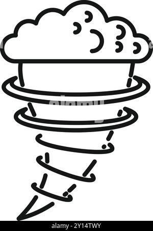 Minimalist vector illustration of a tornado forming from a storm cloud, suitable for weather related designs Stock Vector
