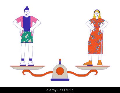 Gender equality balance 2D illustration concept Stock Vector