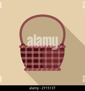 Empty picnic basket with a gingham pattern, waiting to be filled with food and taken on a romantic outing Stock Vector