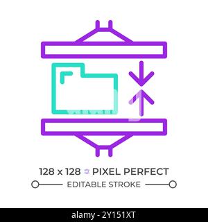 File compression two color line icon Stock Vector