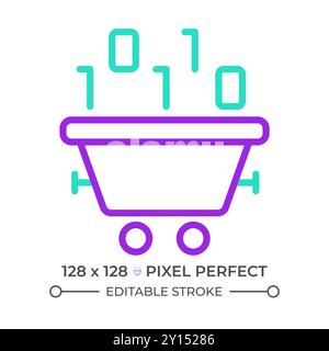 Data mining process two color line icon Stock Vector