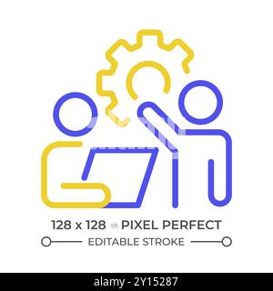 Collaboration two color line icon Stock Vector