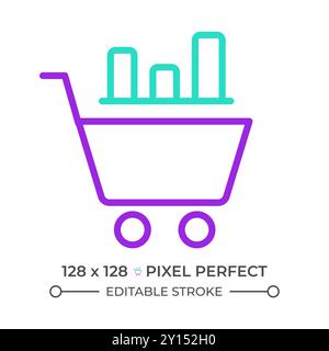 Retail data mining two color line icon Stock Vector