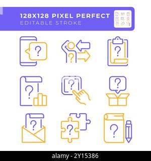 Asking questions two color line icons set Stock Vector