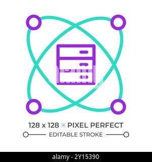Quantum computing two color line icon Stock Vector