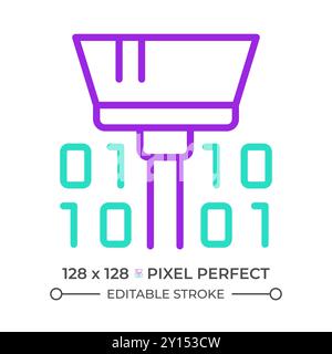 Data cleansing two color line icon Stock Vector