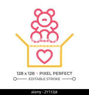 Toys donation two color line icon Stock Vector