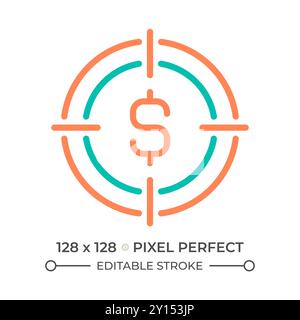 Financial goal two color line icon Stock Vector