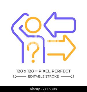 Difficult choice two color line icon Stock Vector