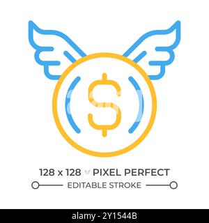 Donating money two color line icon Stock Vector