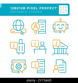 Informational help two color line icons set Stock Vector