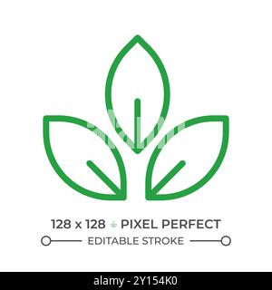 Green leaves two color line icon Stock Vector