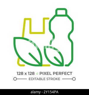 Biodegradable plastic two color line icon Stock Vector