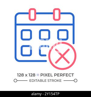 Decline event in calendar two color line icon Stock Vector