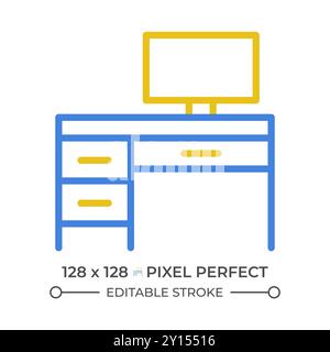 Writing table two color line icon Stock Vector