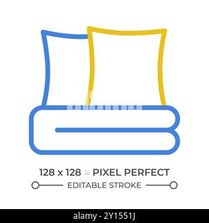 Bedding set two color line icon Stock Vector