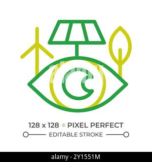 Power generation monitoring two color line icon Stock Vector