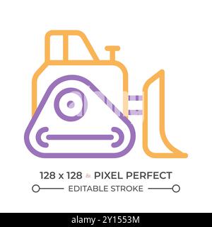 Bulldozer two color line icon Stock Vector